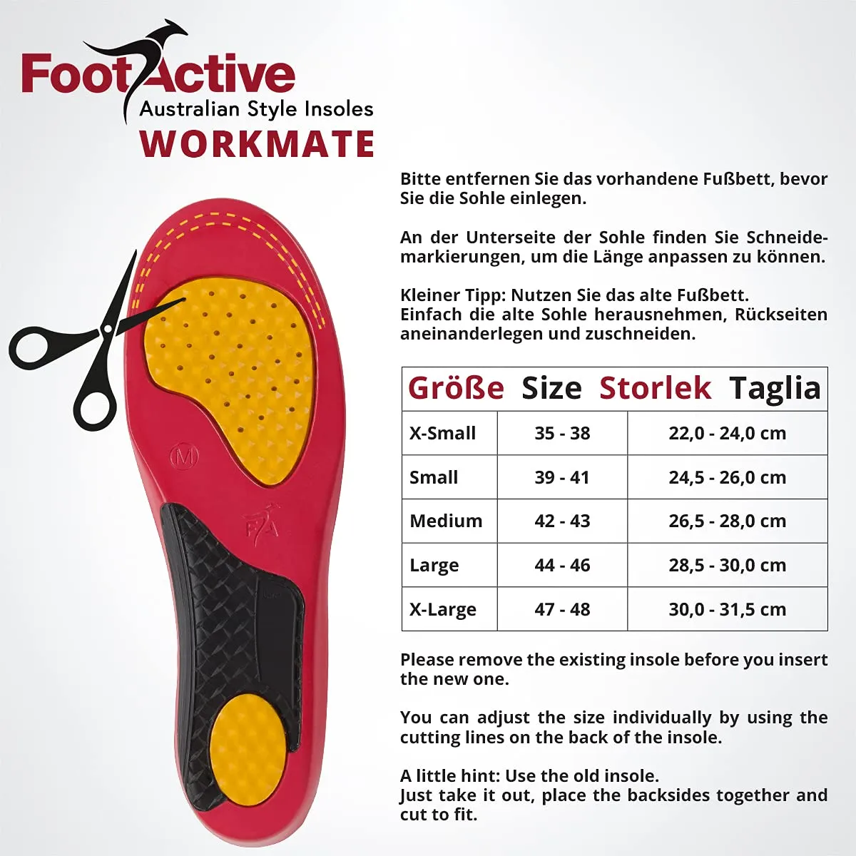 FootActive Workmate semelles travail 47-48 gel