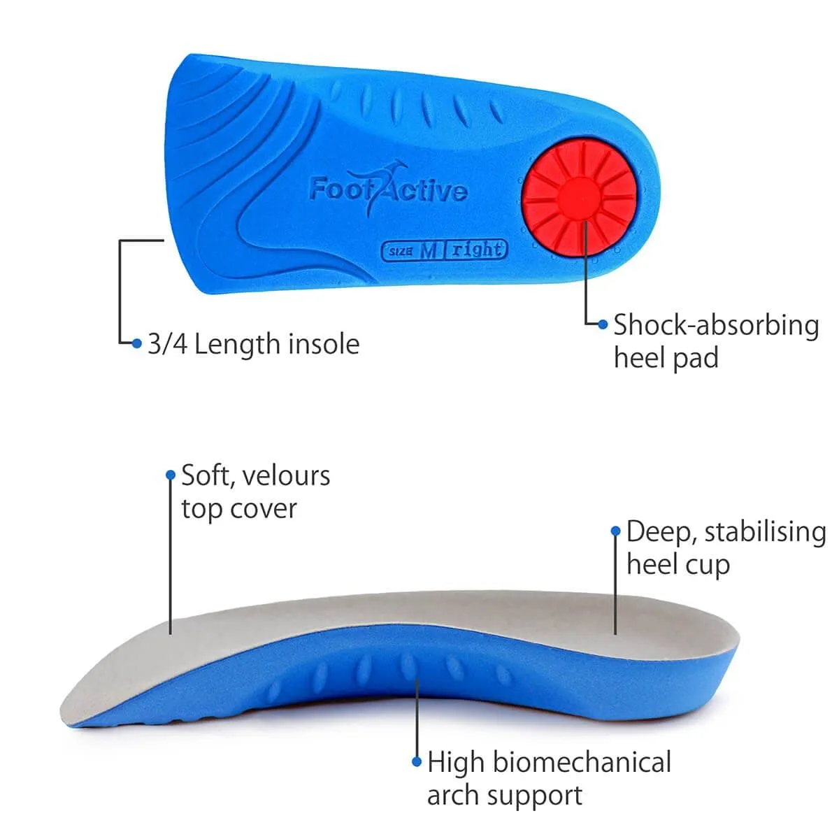 FootActive Medical 3/4 semelle orthopédique talon noir