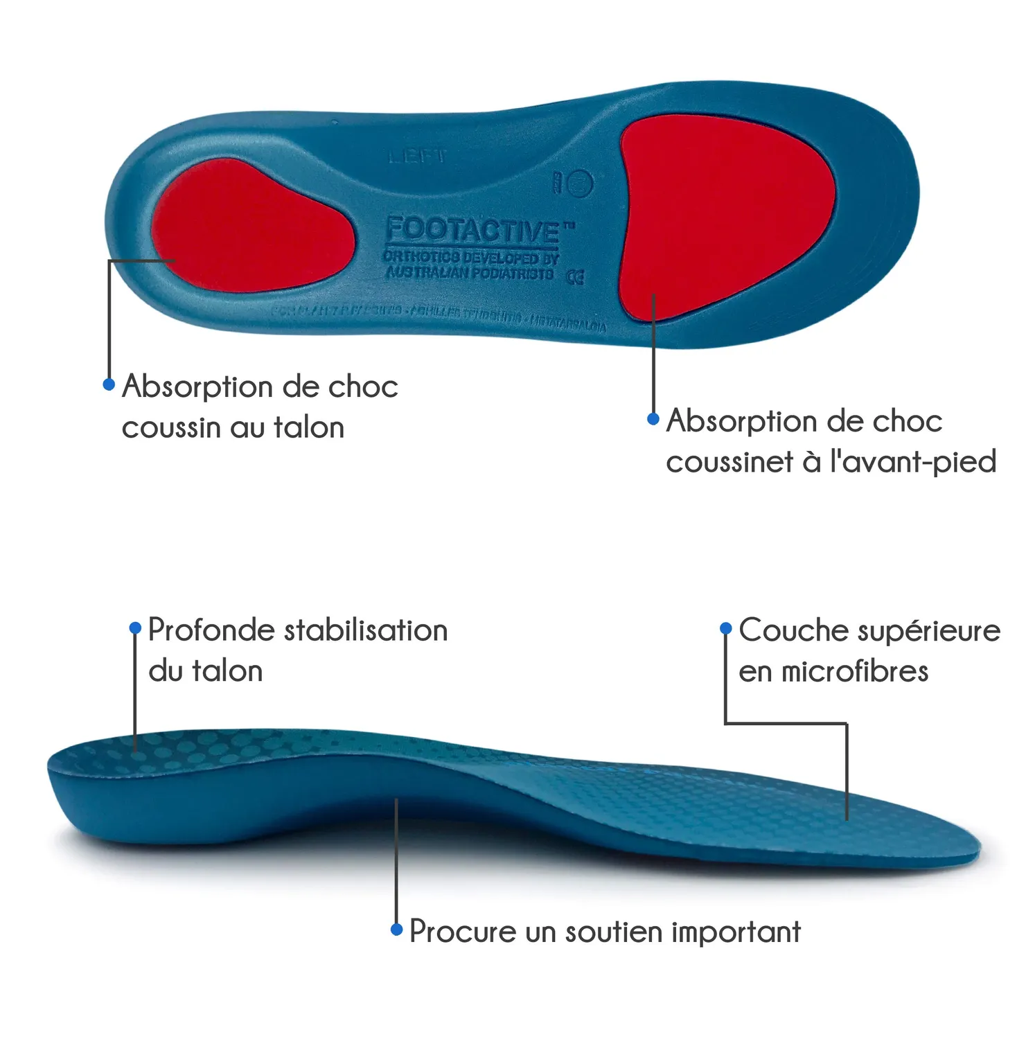 FootActive Plantar Fasciitis semelles orthopédiques extra-coussinets