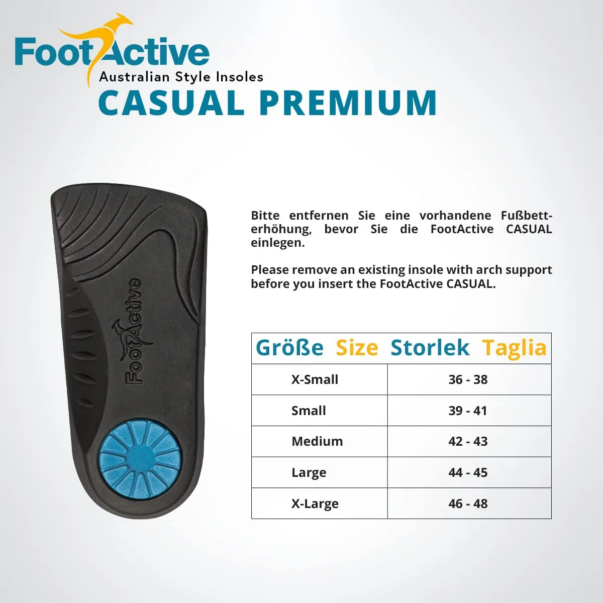 FootActive Casual Premium semelle 3/4 44-45 voûte plantaire