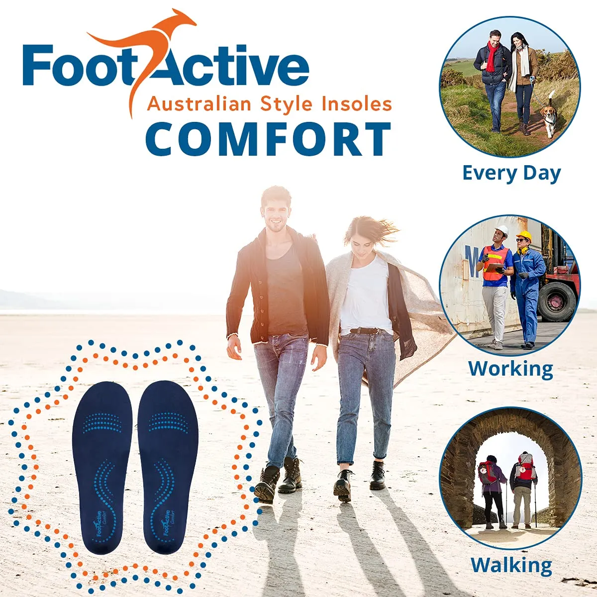 FootActive Footlogics Confort semelles bleues S 38-40 soutien quotidien
