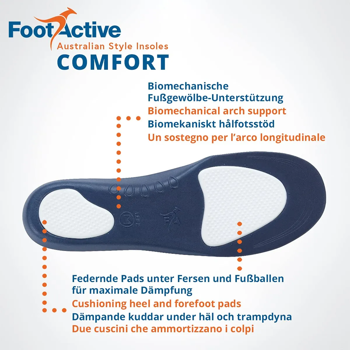 FootActive Footlogics Confort semelles bleues S 38-40 soutien quotidien