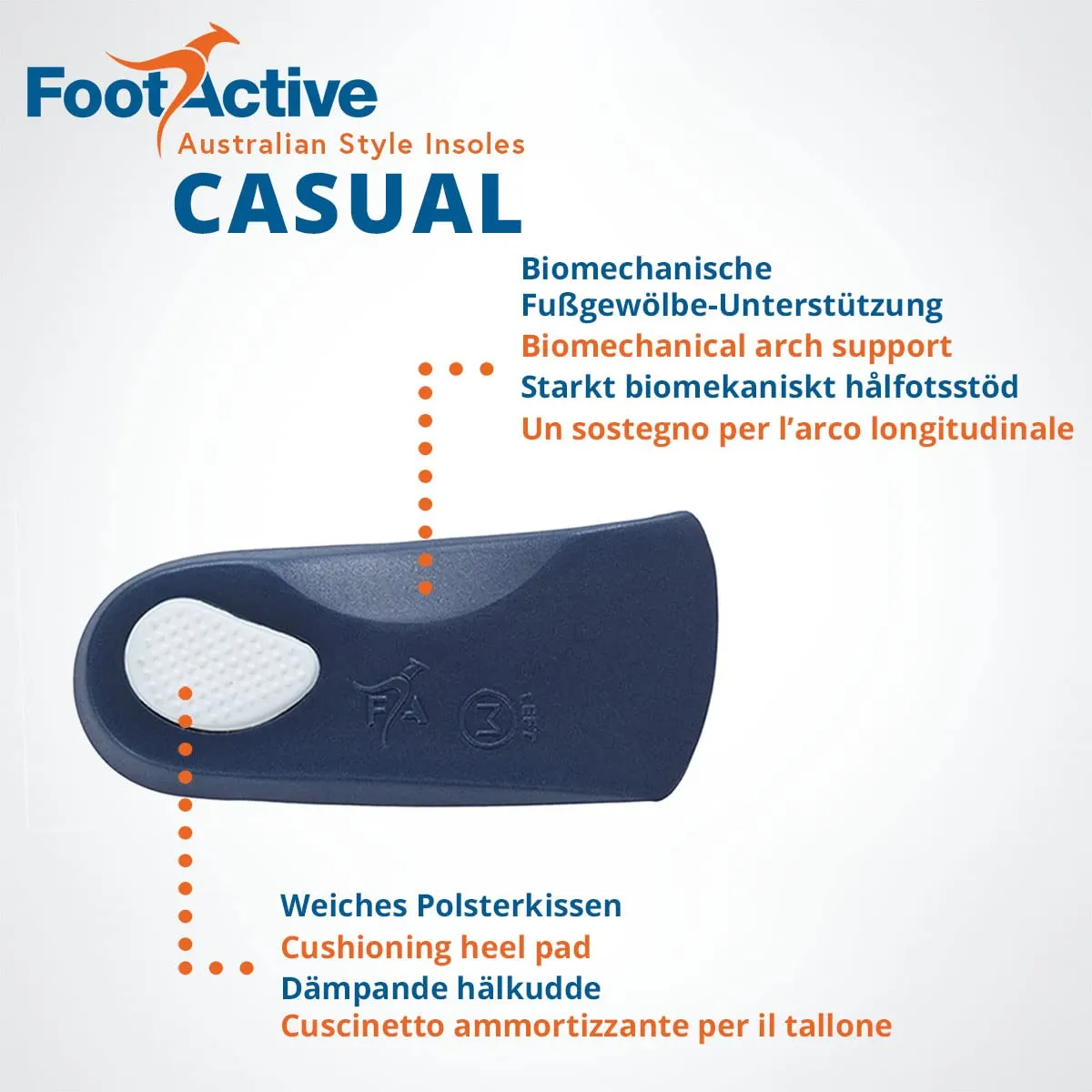 FootActive Casual Blue semelle 3/4 39-41 talon