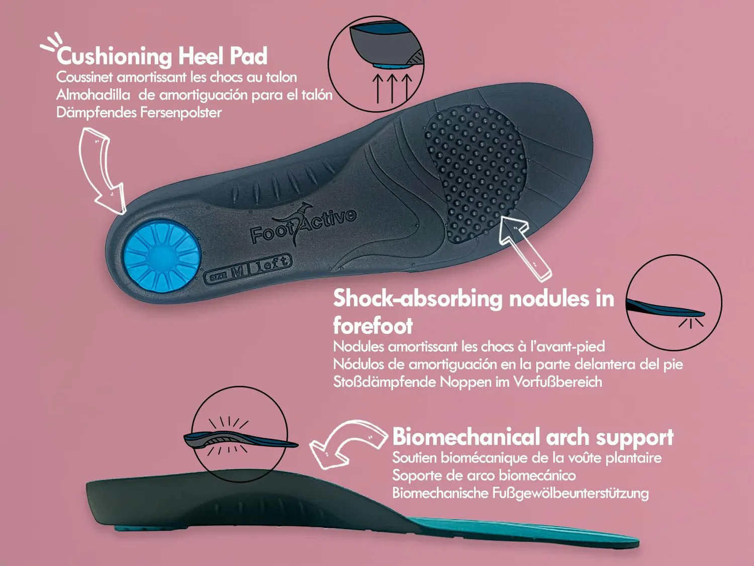 FootActive Confort semelles orthopédiques S 39/41 anti-douleur talon